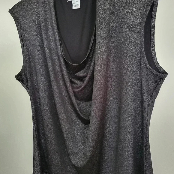 Liz Claiborne Shimmery Draped Overblouse XL Sparkly B & Silver - Picture 1 of 5